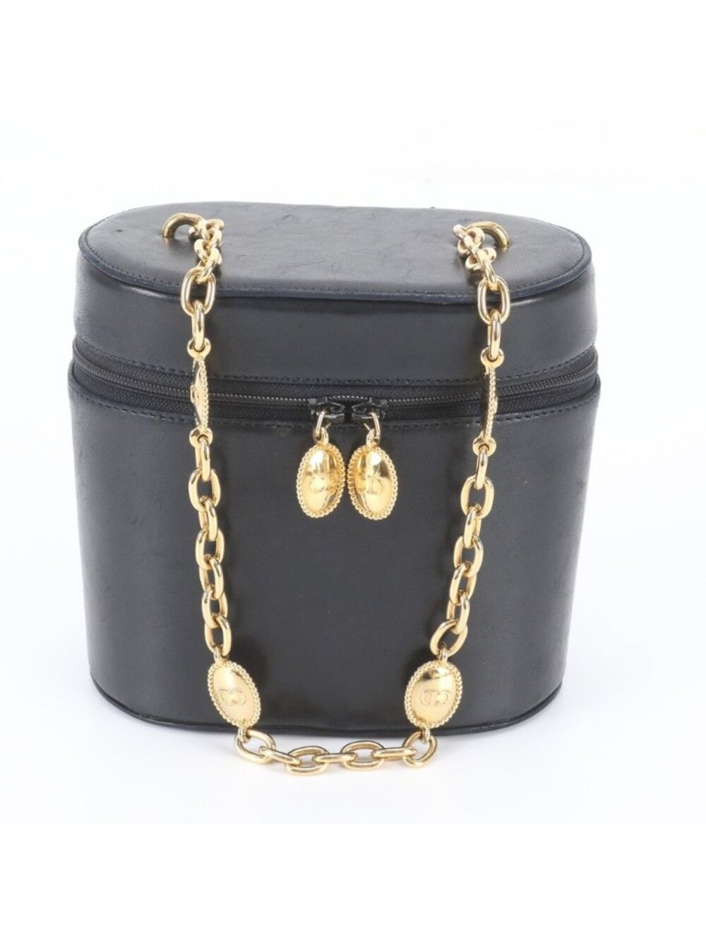 Dior Leather Shoulder Bag Hand Navy